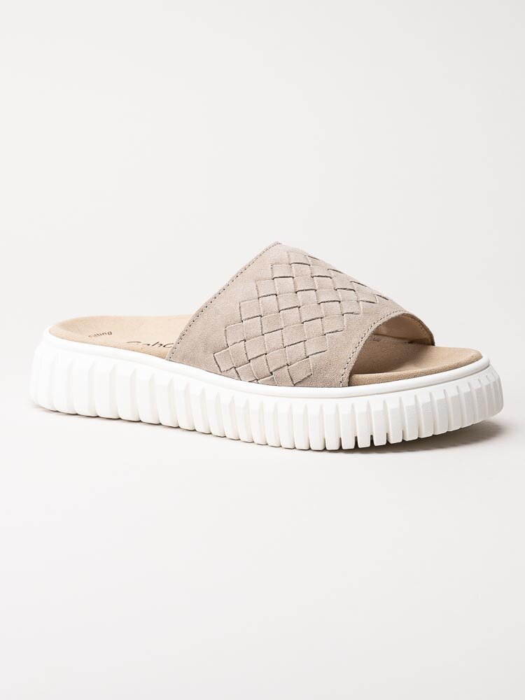 Gabor - Beige slip in sandaler med grov sula