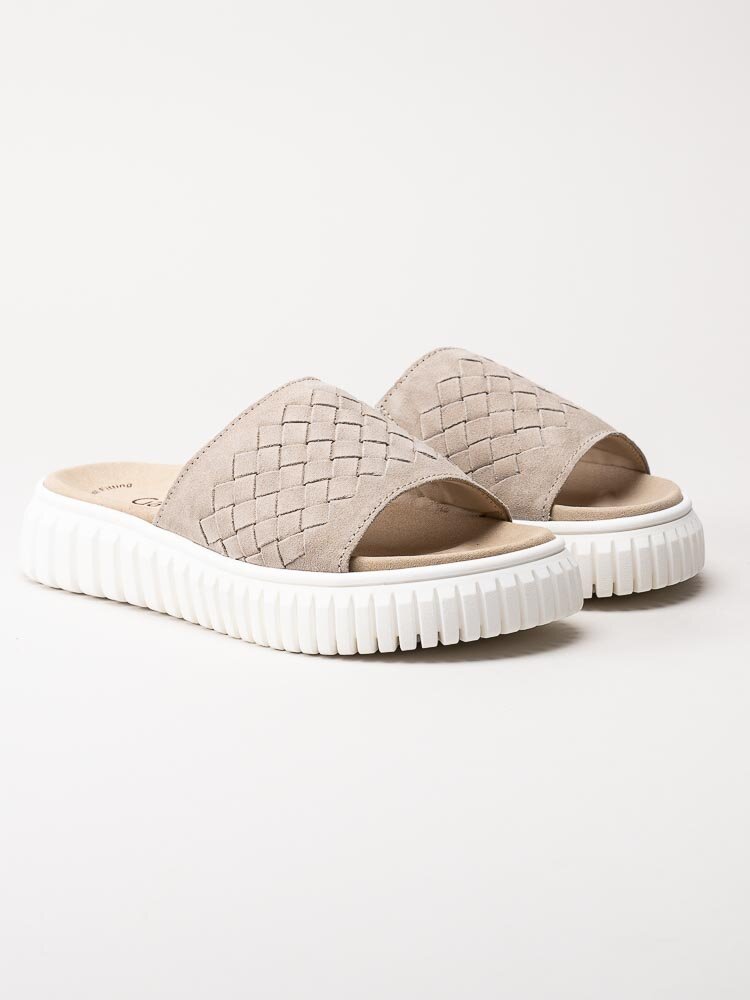 Gabor - Beige slip in sandaler med grov sula