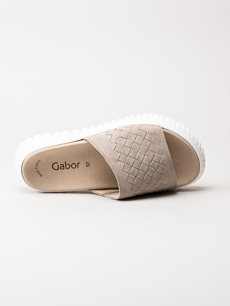 Gabor - Beige slip in sandaler med grov sula