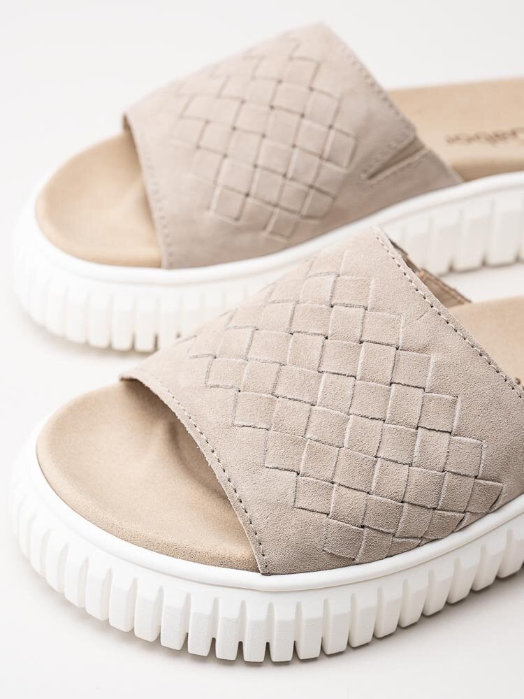 Gabor - Beige slip in sandaler med grov sula