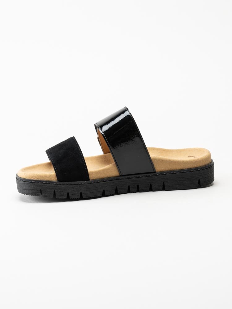 Gabor - Svarta slip in sandaler i lack och mocka