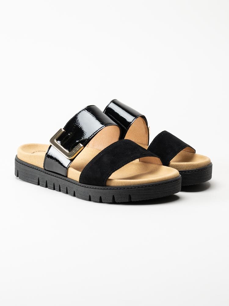 Gabor - Svarta slip in sandaler i lack och mocka