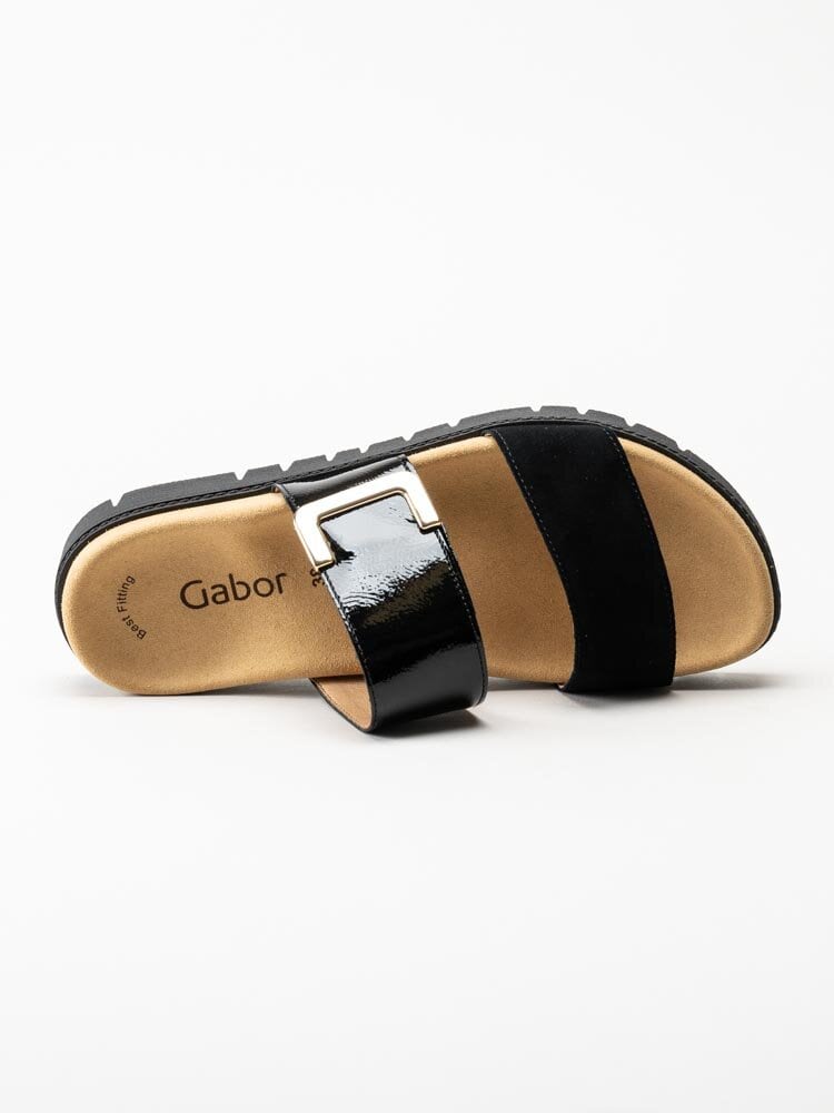 Gabor - Svarta slip in sandaler i lack och mocka