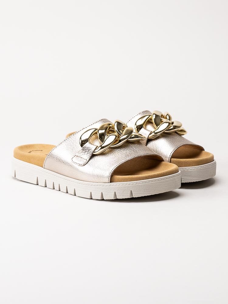 Gabor - Metallic slip in sandaler med stor länk