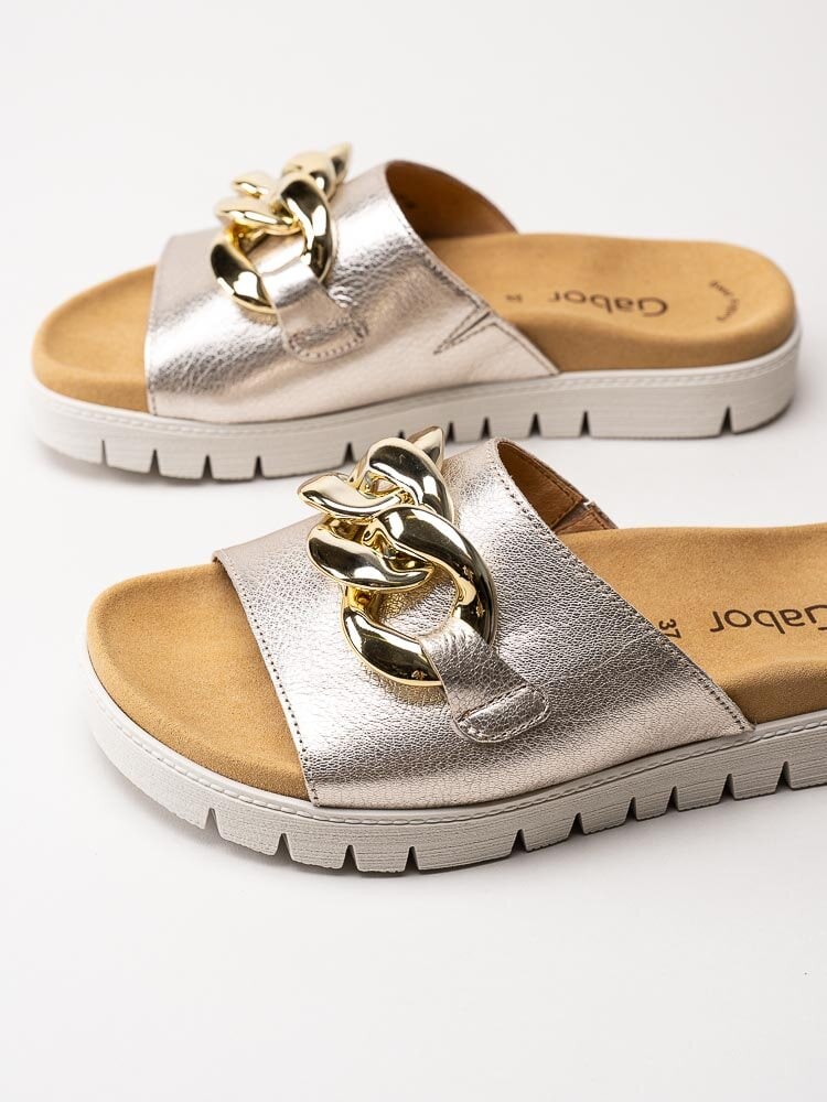 Gabor - Metallic slip in sandaler med stor länk