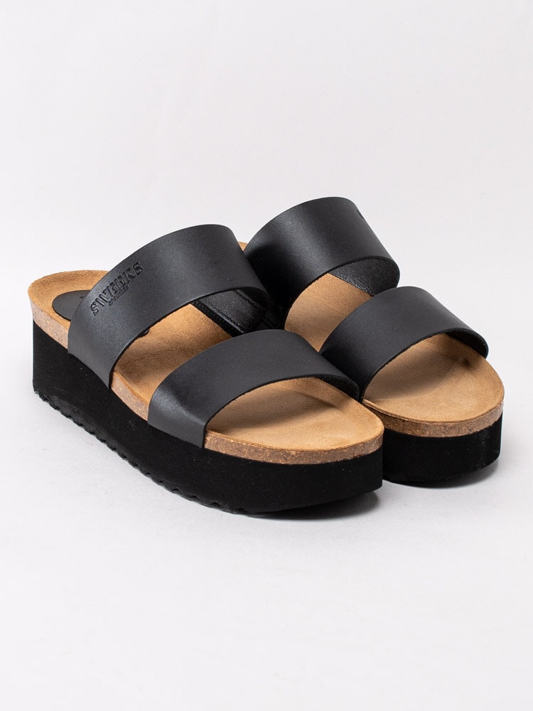 Sweeks - Hedda - Svarta slip in sandaler med platå
