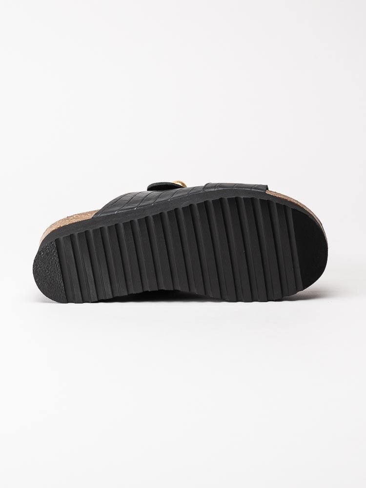 Sweeks - Hedda buckle Croco - Svarta slip in sandaler i skinn