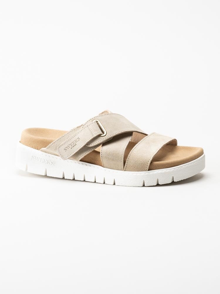 Sweeks - Gabriela - Beige slip in sandaler i mocka