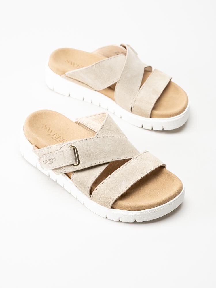 Sweeks - Gabriela - Beige slip in sandaler i mocka