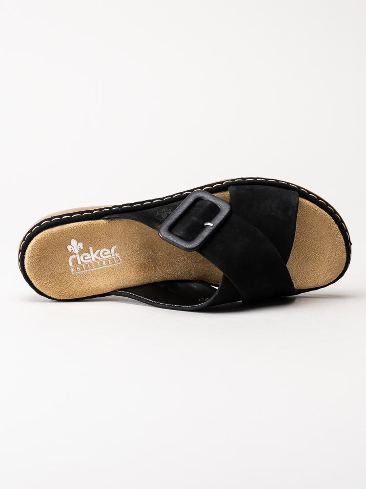 Rieker - Svarta slip in sandaler i nubuck