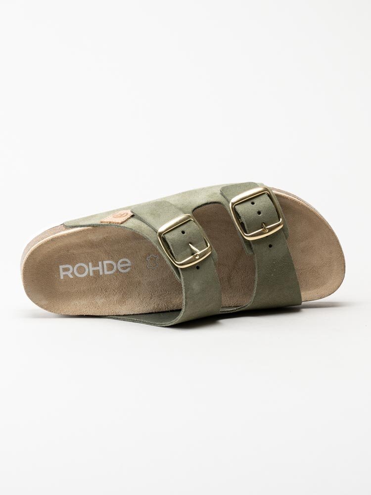 Rohde - Elba - Gröna slip in sandaler i mocka