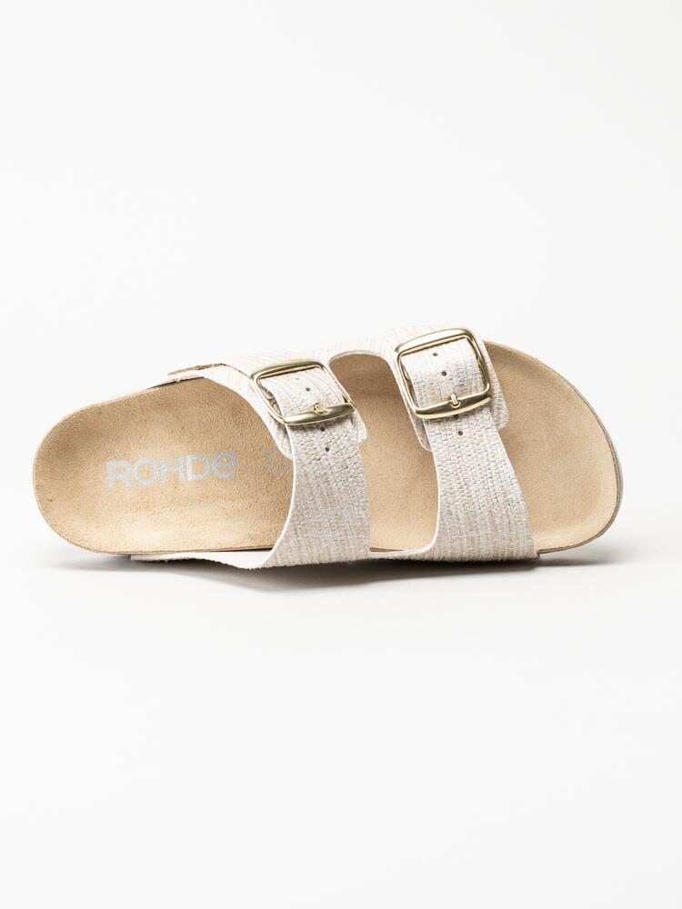 Rohde - Elba - Beige slip in sandaler med guldspännen