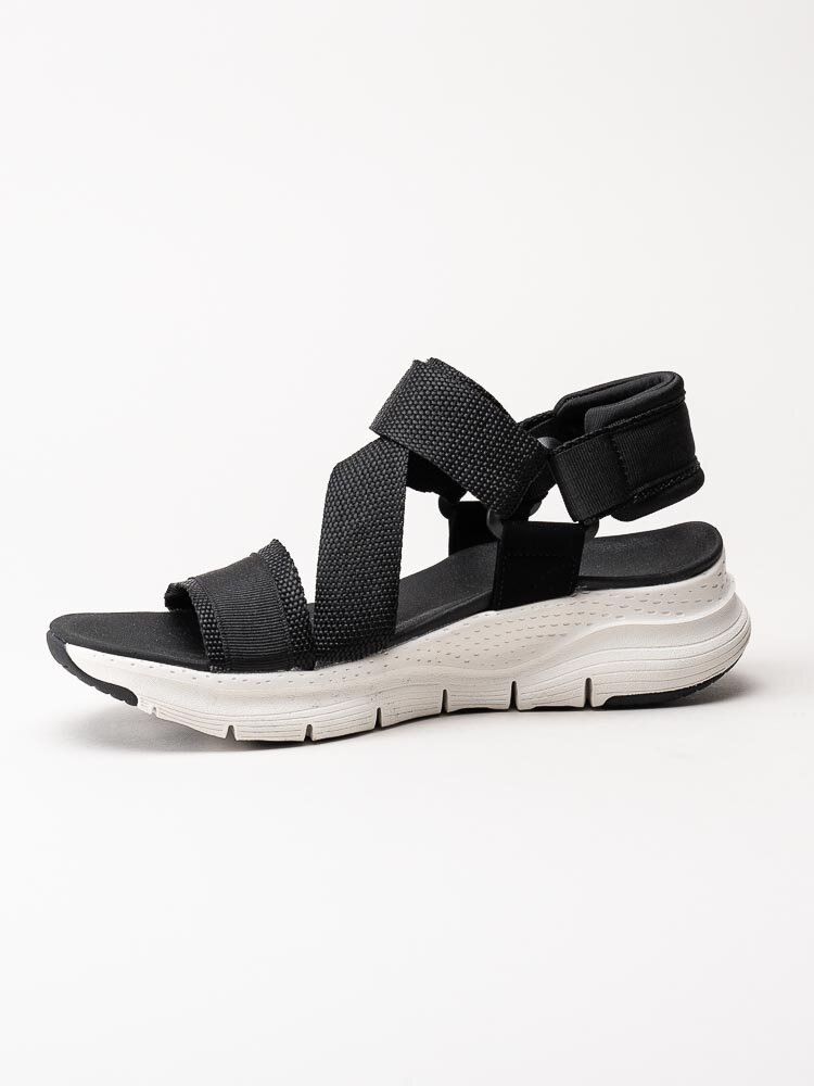 Skechers - Arch Fit Casual Retro - Svarta sandaler i textil