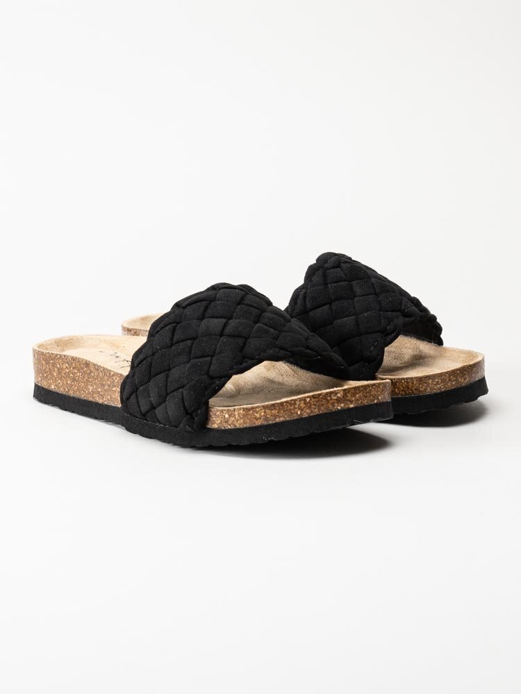 Duffy - Svarta slip in sandaler med flätad design