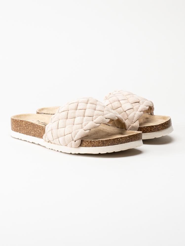 Duffy - Beige slip in sandaler med flätad design