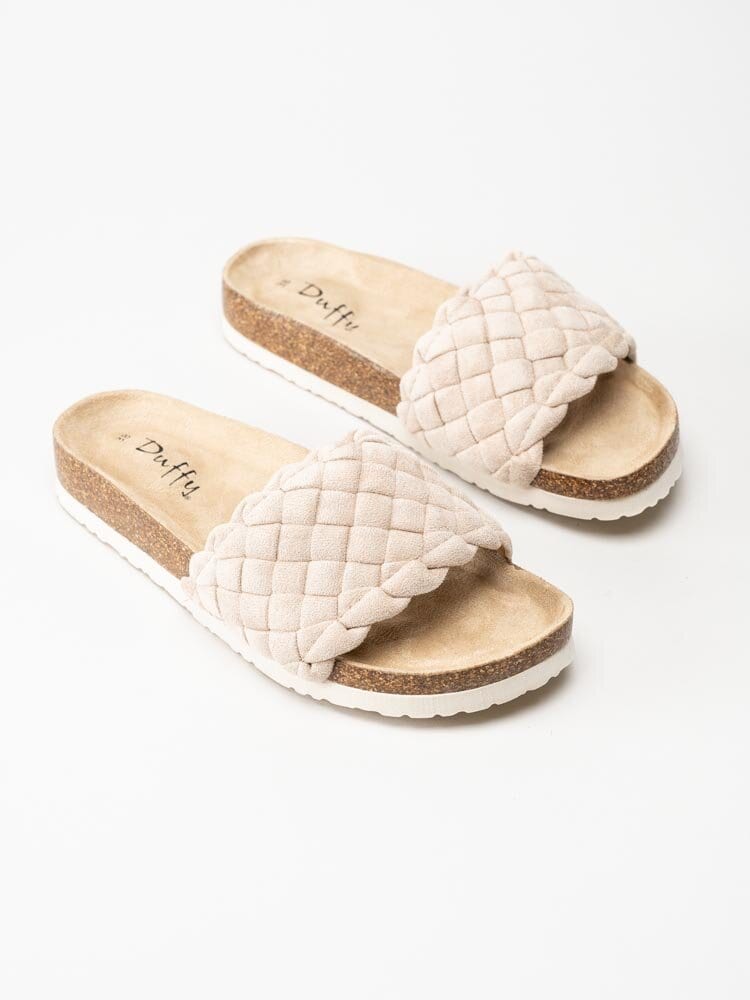 Duffy - Beige slip in sandaler med flätad design
