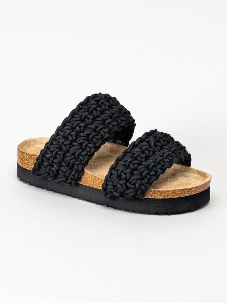 Duffy - Svarta slip in sandaler i grovt virkad textil