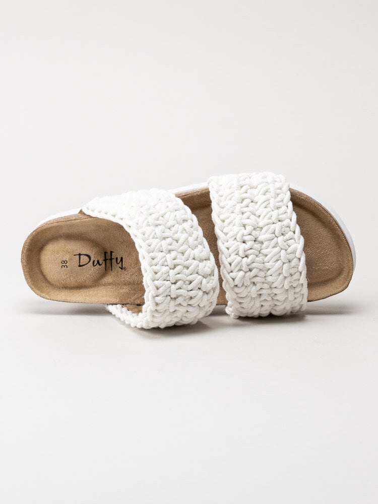 Duffy - Vita slip in sandaler i grovt virkad textil