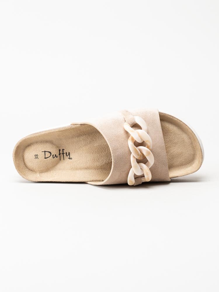 Duffy - Beige slip in sandaler med dekorlänk