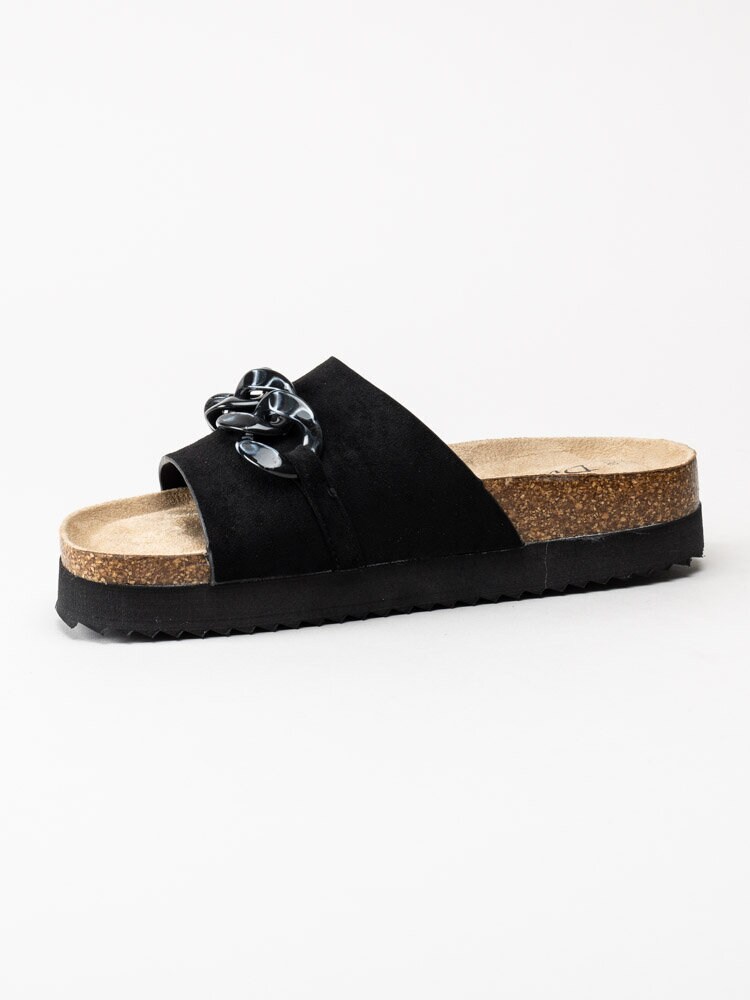 Duffy - Svarta slip in sandaler med dekorlänk
