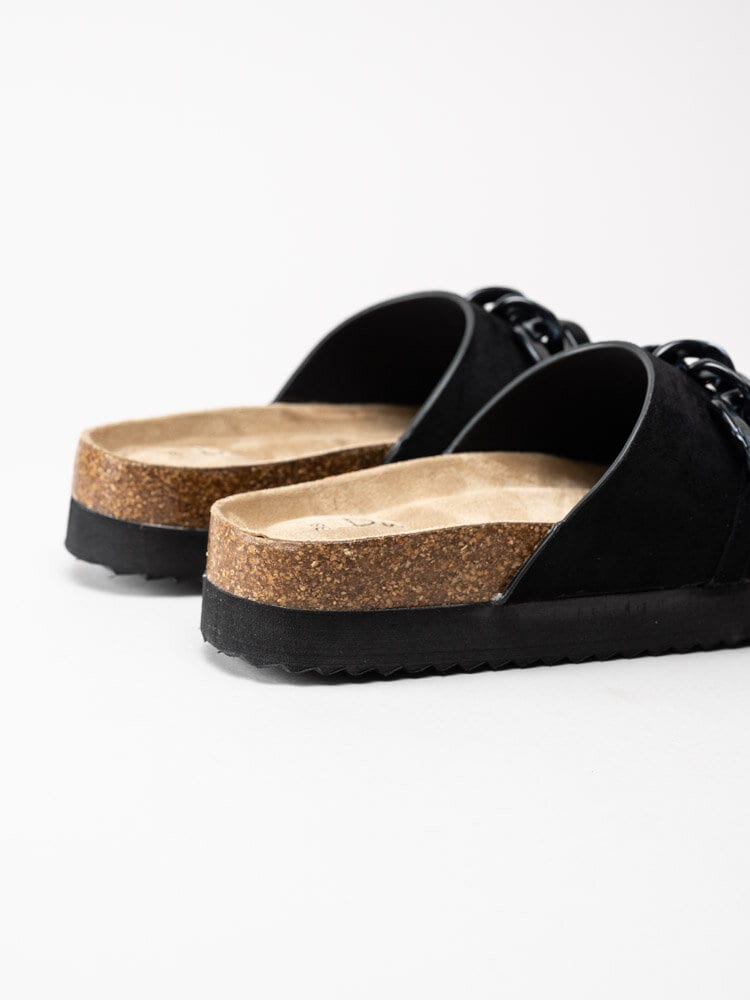 Duffy - Svarta slip in sandaler med dekorlänk