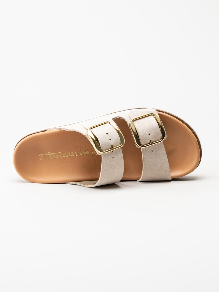 Tamaris - Beige slip in sandaler i nubuck