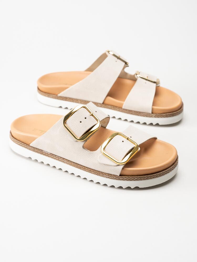 Tamaris - Beige slip in sandaler i nubuck