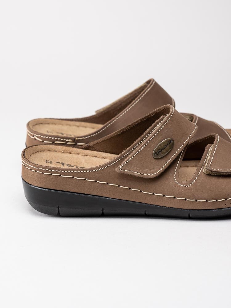 Tamaris - Beige slip in tofflor med kardborre spännen