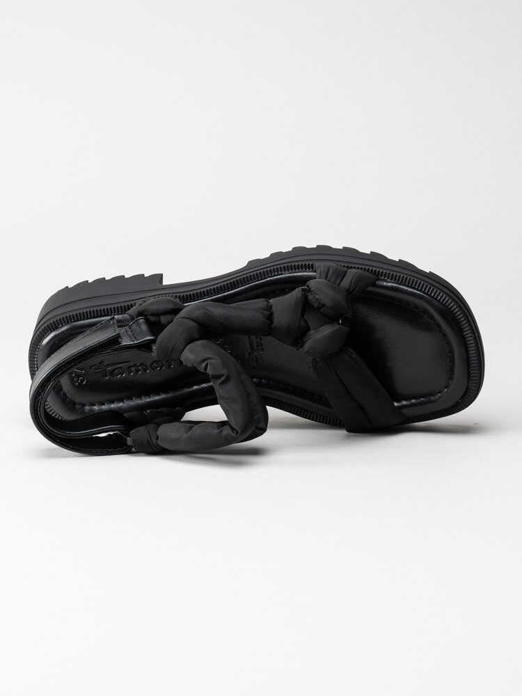 Tamaris - Svarta sandaler i repliknande textil