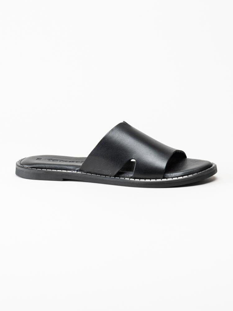 Tamaris - Svarta slip in sandaler med silverfärgad söm