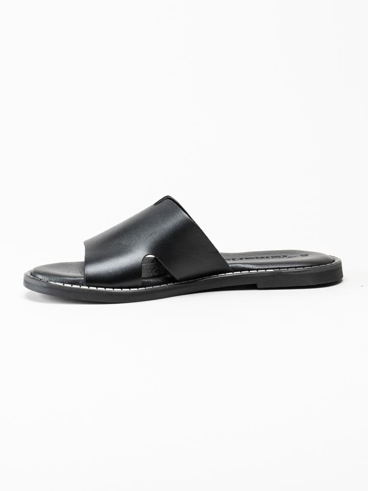Tamaris - Svarta slip in sandaler med silverfärgad söm
