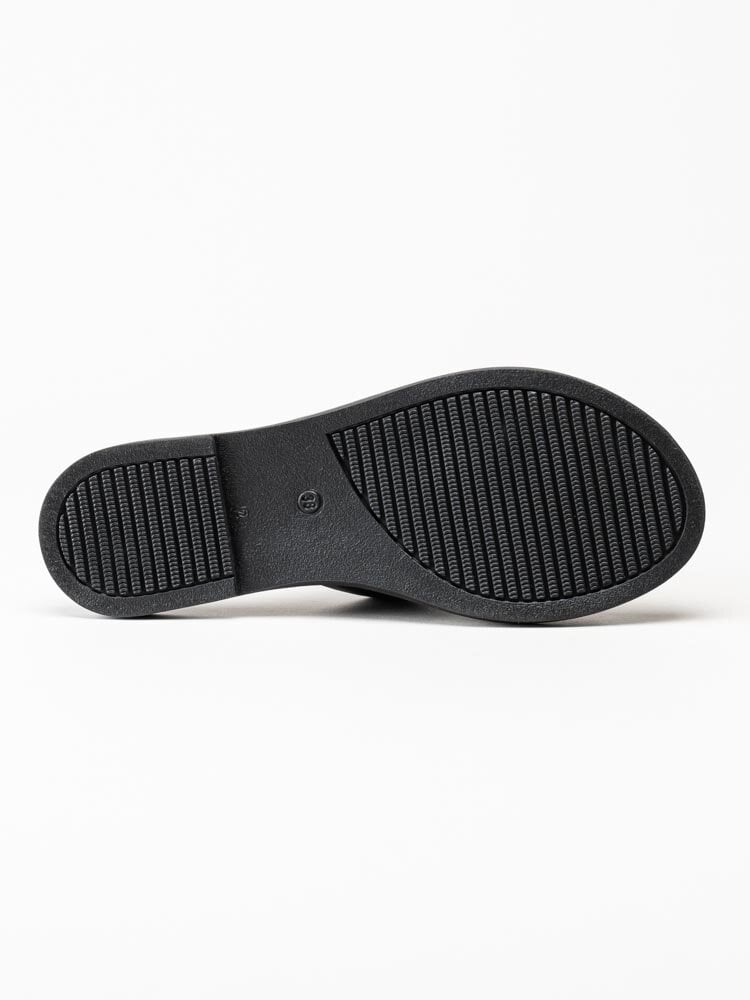 Tamaris - Svarta slip in sandaler med silverfärgad söm
