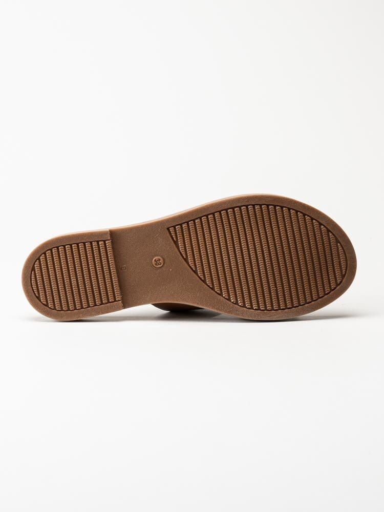 Tamaris - Bruna slip in sandaler med guldfärgad söm
