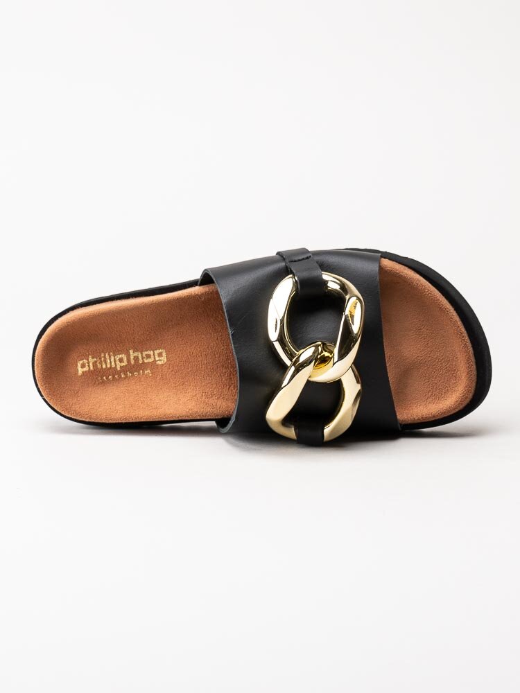Philip Hog - Bea - Svarta slip in sandaler med stor länk