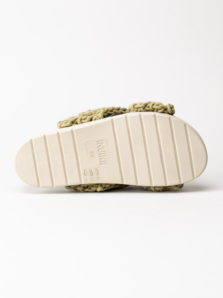 Inuikii - Woven Stones - Gröna slip in sandaler i grovt virkad textil med stenar