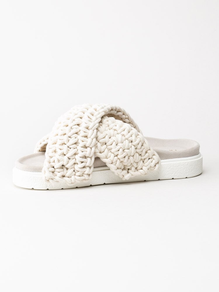 Inuikii - Woven - Vita slip in sandaler i grovt virkad textil