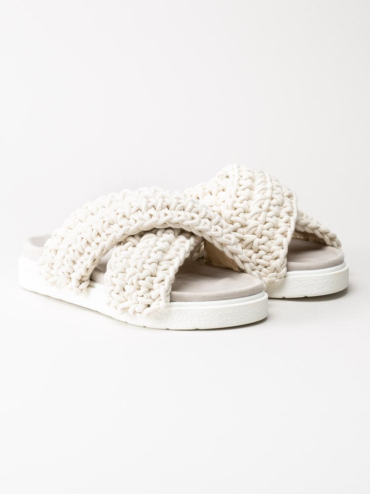 Inuikii - Woven - Vita slip in sandaler i grovt virkad textil