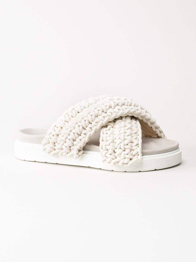 Inuikii - Woven - Vita slip in sandaler i grovt virkad textil