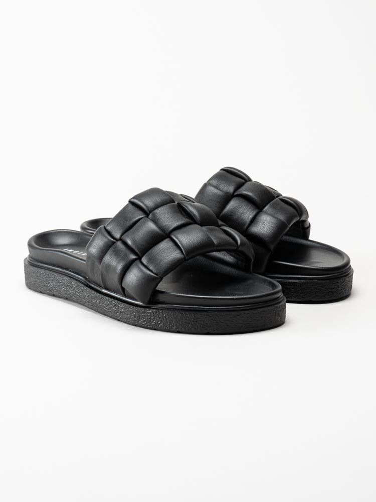 Inuikii - Braided leather - Svarta slip in sandaler i flätat skinn