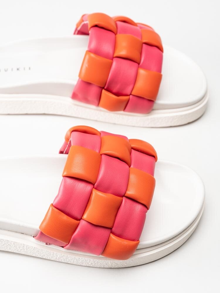Inuikii - Braided leather - Rosa och orange slip in sandaler i flätat skinn