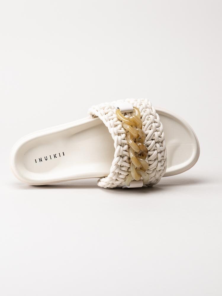Inuikii - Woven Chain - Vita slip in sandaler i textil