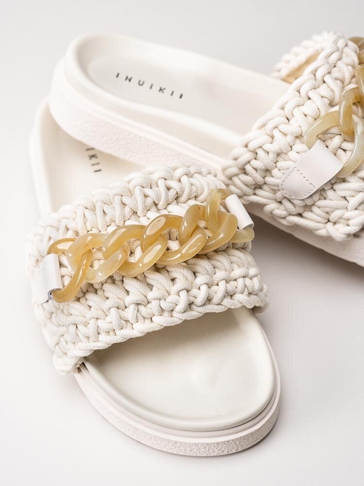 Inuikii - Woven Chain - Vita slip in sandaler i textil