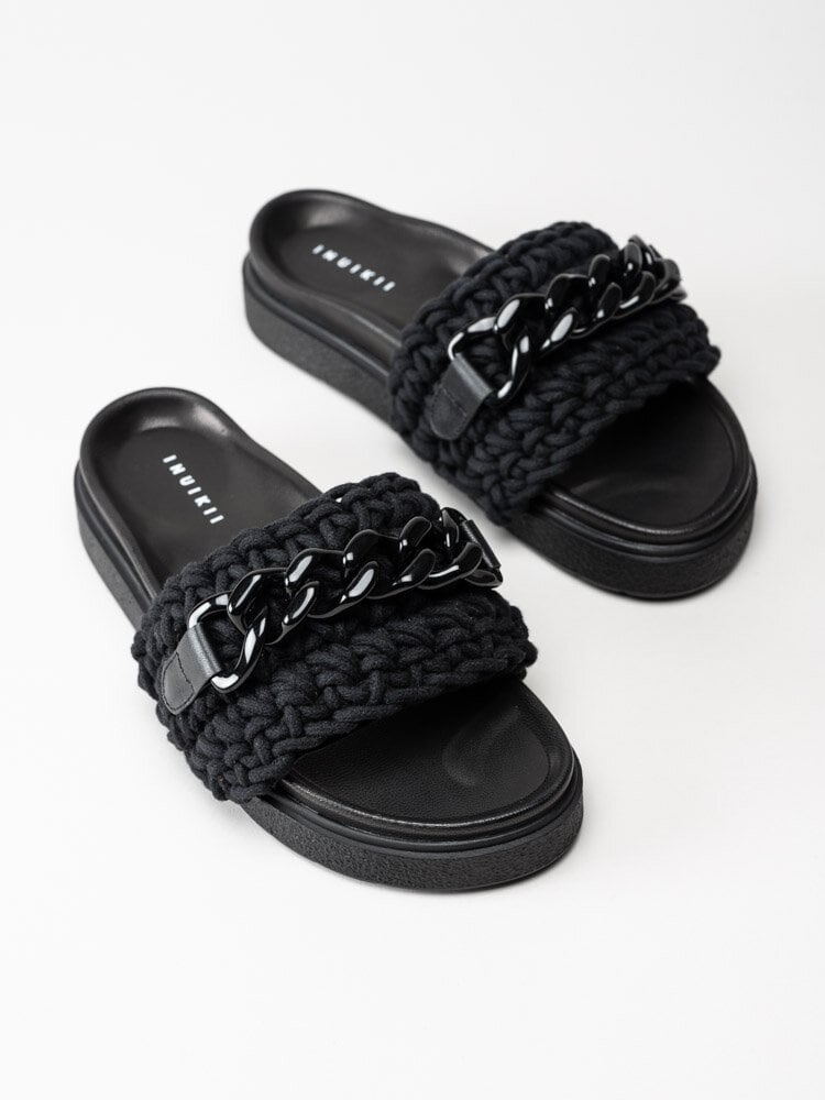 Inuikii - Woven Chain - Svarta slip in sandaler i textil