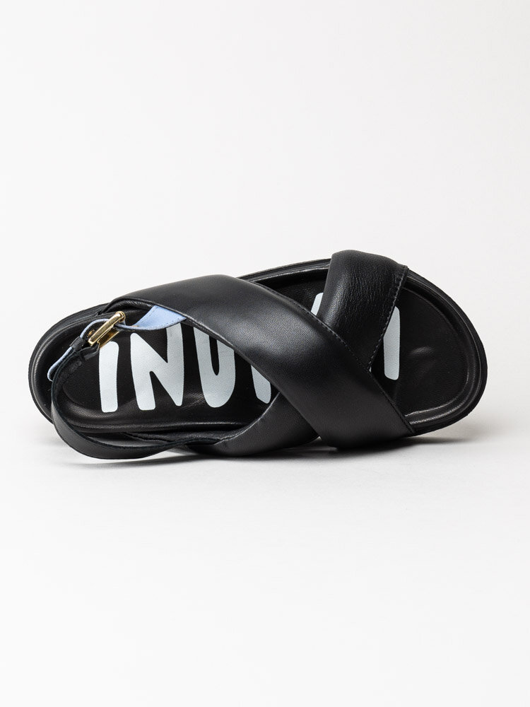 Inuikii - Crossed Print Inuikii - Svarta sandaler med korsade band i skinn