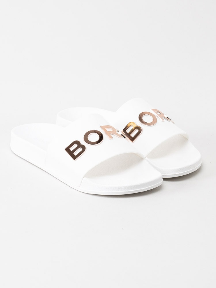 Björn Borg - Knox Mld Met W - Vita slip in sandaler med roséfärgad logga