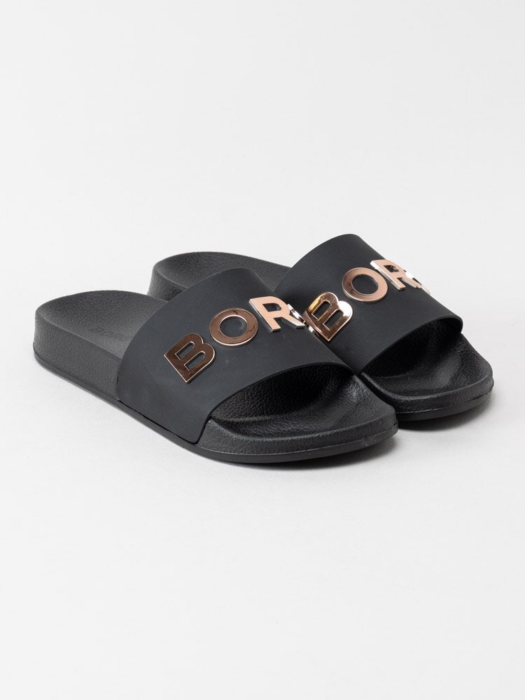 Björn Borg - Knox Mld Met W - Svarta slip in sandaler med roséfärgad logga