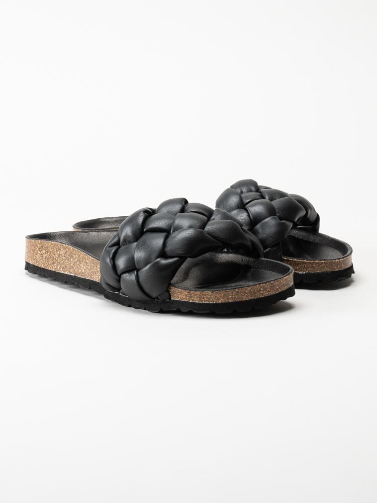 Verbenas - Rai Trenza - Svarta slip in sandaler i flätat skinn