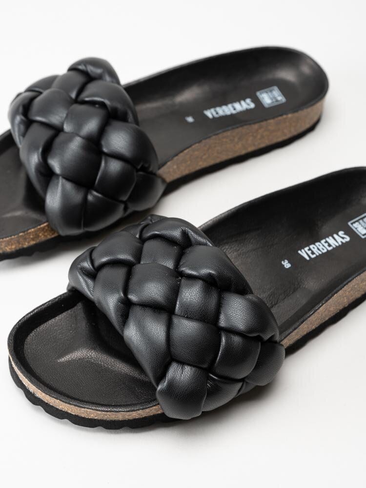 Verbenas - Rai Trenza - Svarta slip in sandaler i flätat skinn
