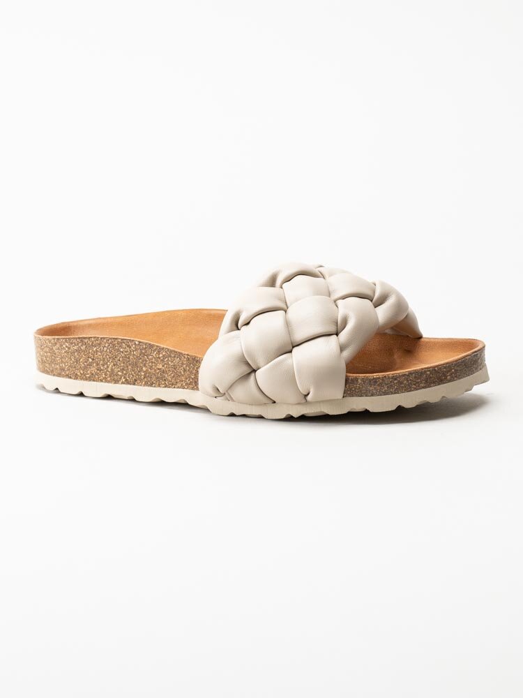 Verbenas - Rai - Beige slip in sandaler i flätat skinn