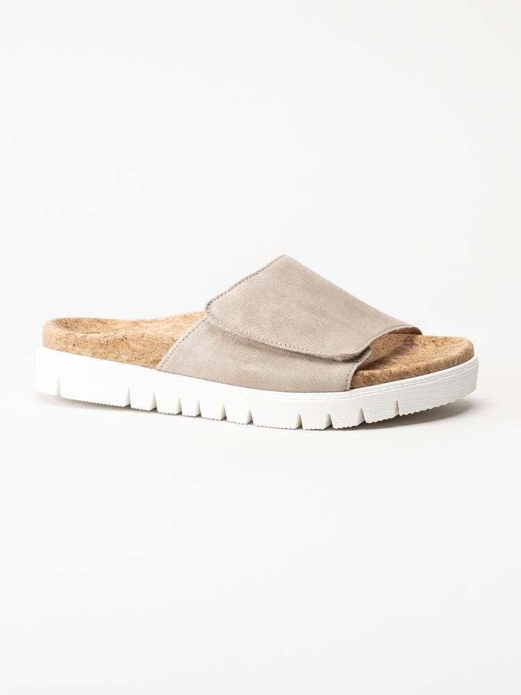 Gabor - Beige slip in sandaler i mocka